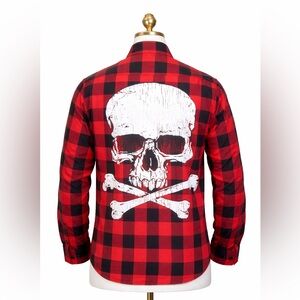 ❤️ skull plaid shirt